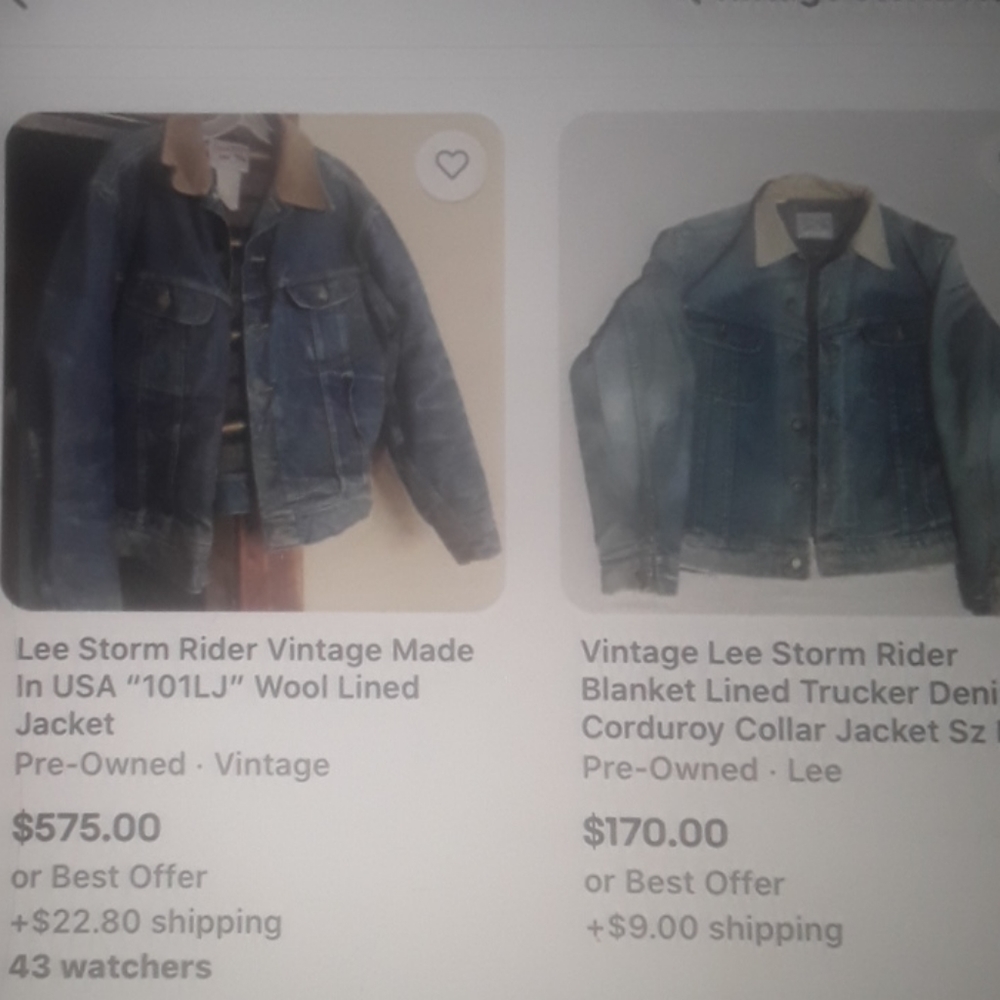 Vintage 1960s Lee Storm Rider Lined Denim Jacket U